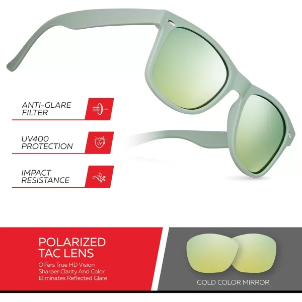 Retro Rewind Polarized Sunglasses for Men and Women  UV Protection Classic Sun GlassesMatte Olive Gray  Revo Gold