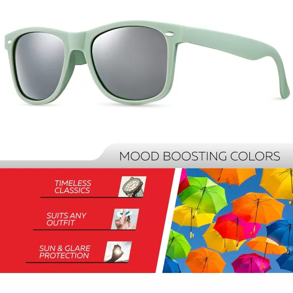 Retro Rewind Polarized Sunglasses for Men and Women  UV Protection Classic Sun GlassesMatte Olive Gray  Silver Mirror
