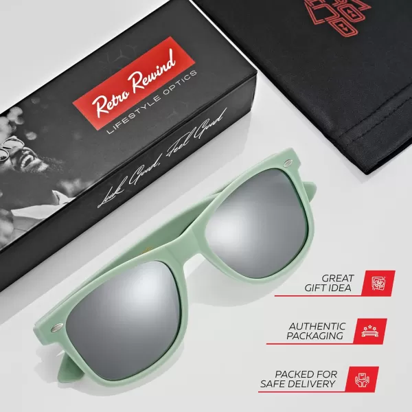 Retro Rewind Polarized Sunglasses for Men and Women  UV Protection Classic Sun GlassesMatte Olive Gray  Silver Mirror