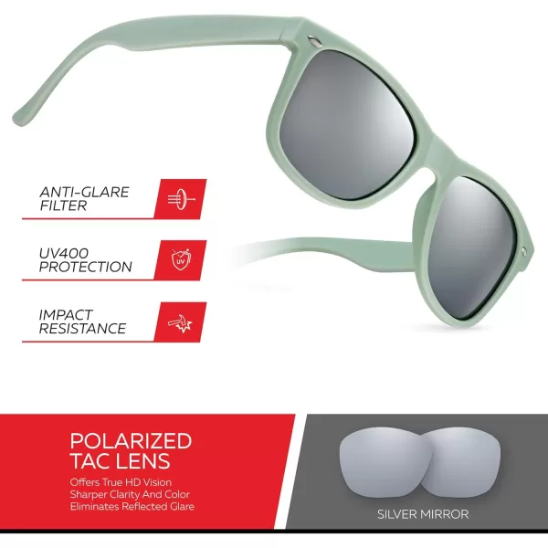 Retro Rewind Polarized Sunglasses for Men and Women  UV Protection Classic Sun GlassesMatte Olive Gray  Silver Mirror