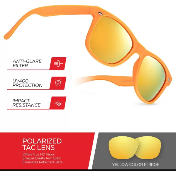 Retro Rewind Polarized Sunglasses for Men and Women  UV Protection Classic Sun GlassesMatte Orange  Revo Yellow