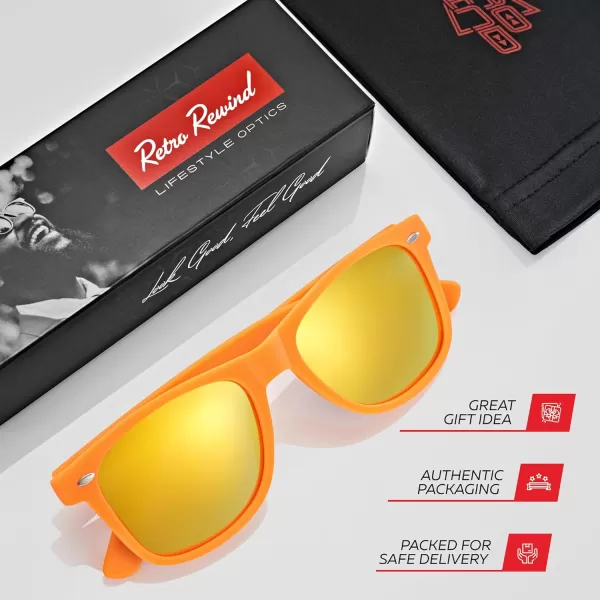 Retro Rewind Polarized Sunglasses for Men and Women  UV Protection Classic Sun GlassesMatte Orange  Revo Yellow