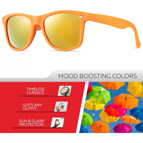 Retro Rewind Polarized Sunglasses for Men and Women  UV Protection Classic Sun GlassesMatte Orange  Revo Yellow