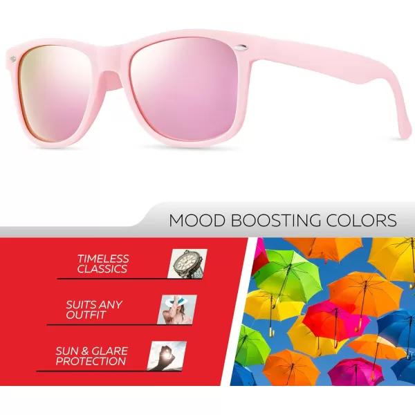 Retro Rewind Polarized Sunglasses for Men and Women  UV Protection Classic Sun GlassesMatte Pink  Revo Pink