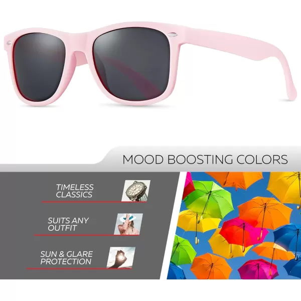 Retro Rewind Polarized Sunglasses for Men and Women  UV Protection Classic Sun GlassesMatte Pink  Smoke