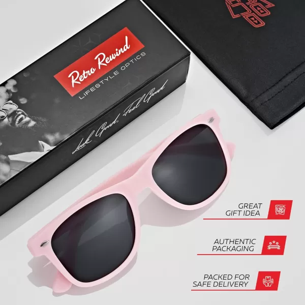 Retro Rewind Polarized Sunglasses for Men and Women  UV Protection Classic Sun GlassesMatte Pink  Smoke