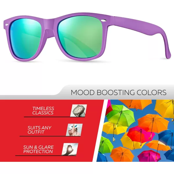 Retro Rewind Polarized Sunglasses for Men and Women  UV Protection Classic Sun GlassesMatte Purple  Revo Green