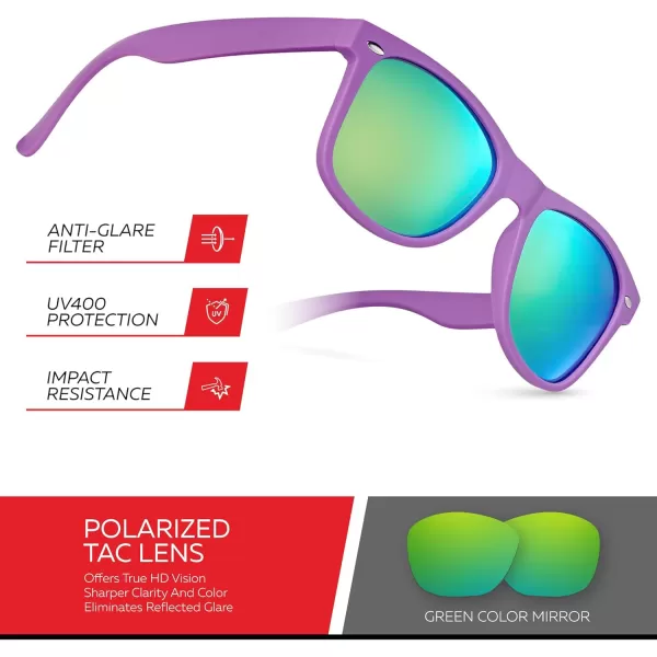 Retro Rewind Polarized Sunglasses for Men and Women  UV Protection Classic Sun GlassesMatte Purple  Revo Green