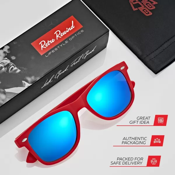Retro Rewind Polarized Sunglasses for Men and Women  UV Protection Classic Sun GlassesMatte Red  Revo Ice Blue