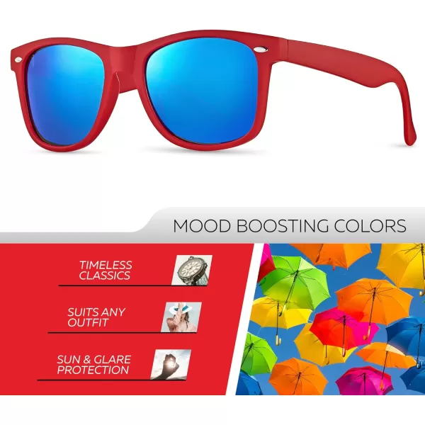 Retro Rewind Polarized Sunglasses for Men and Women  UV Protection Classic Sun GlassesMatte Red  Revo Ice Blue
