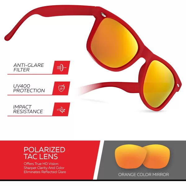 Retro Rewind Polarized Sunglasses for Men and Women  UV Protection Classic Sun GlassesMatte Red  Revo Orange