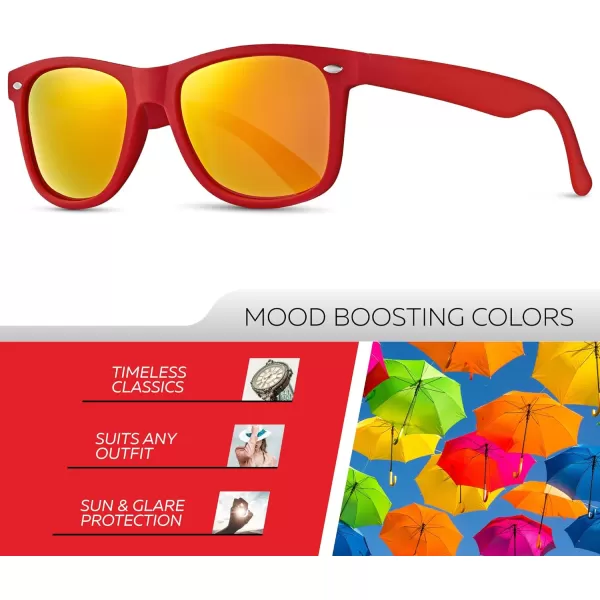 Retro Rewind Polarized Sunglasses for Men and Women  UV Protection Classic Sun GlassesMatte Red  Revo Orange