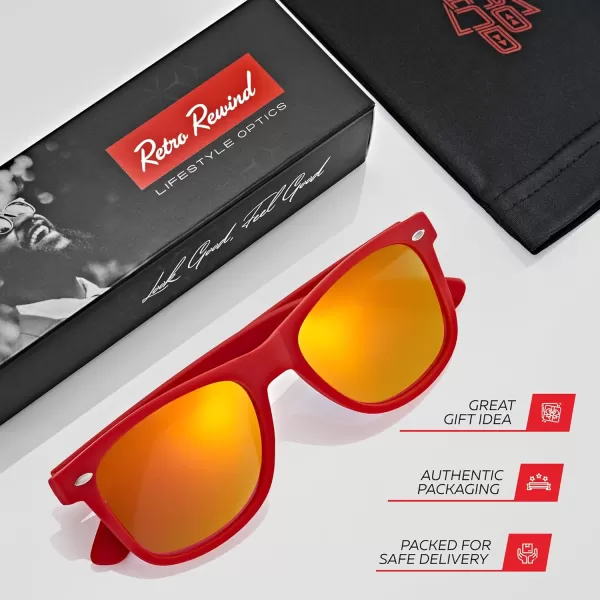 Retro Rewind Polarized Sunglasses for Men and Women  UV Protection Classic Sun GlassesMatte Red  Revo Orange