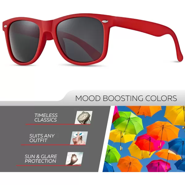 Retro Rewind Polarized Sunglasses for Men and Women  UV Protection Classic Sun GlassesMatte Red  Smoke