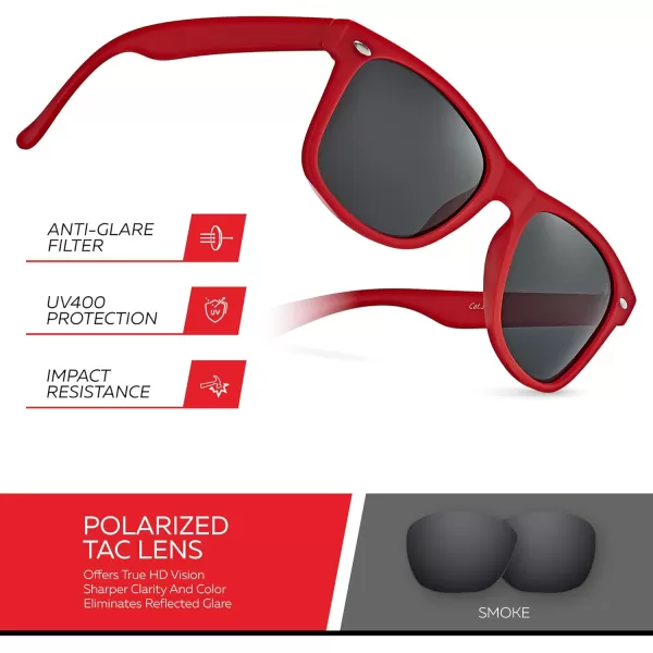 Retro Rewind Polarized Sunglasses for Men and Women  UV Protection Classic Sun GlassesMatte Red  Smoke