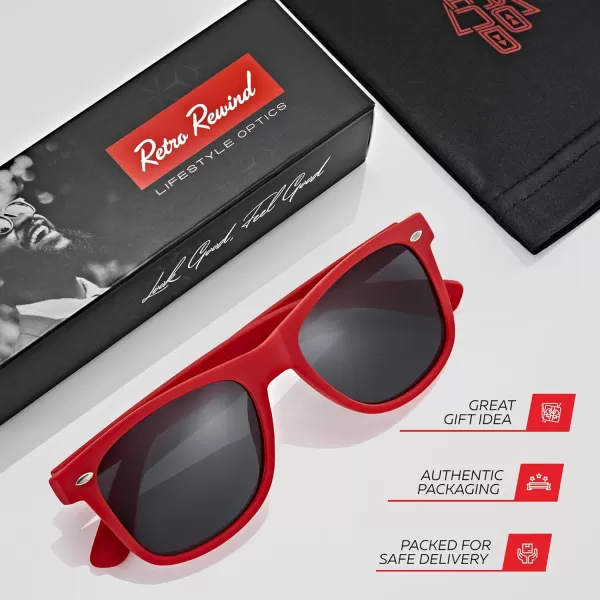 Retro Rewind Polarized Sunglasses for Men and Women  UV Protection Classic Sun GlassesMatte Red  Smoke
