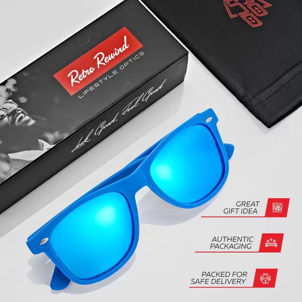 Retro Rewind Polarized Sunglasses for Men and Women  UV Protection Classic Sun GlassesMatte Royal Blue  Revo Ice Blue