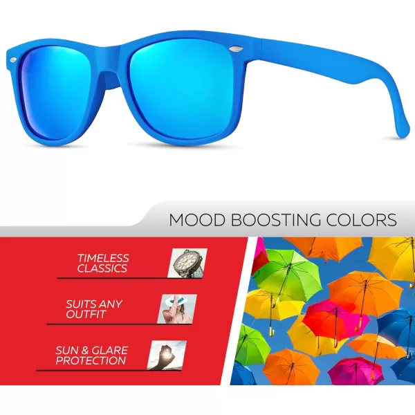 Retro Rewind Polarized Sunglasses for Men and Women  UV Protection Classic Sun GlassesMatte Royal Blue  Revo Ice Blue