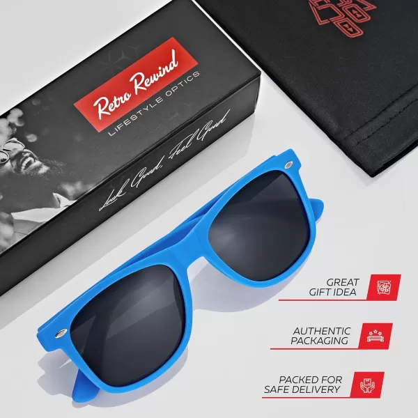 Retro Rewind Polarized Sunglasses for Men and Women  UV Protection Classic Sun GlassesMatte Royal Blue  Smoke