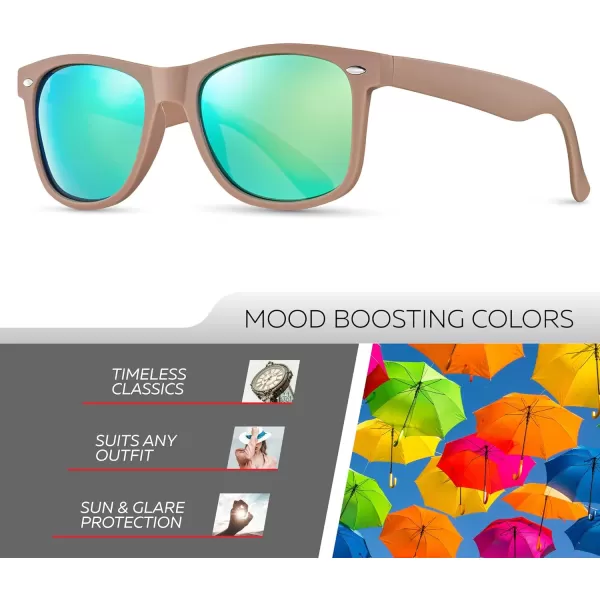 Retro Rewind Polarized Sunglasses for Men and Women  UV Protection Classic Sun GlassesMatte Taupe  Revo Green
