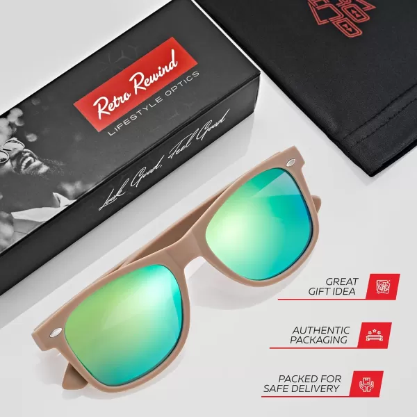 Retro Rewind Polarized Sunglasses for Men and Women  UV Protection Classic Sun GlassesMatte Taupe  Revo Green