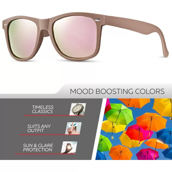 Retro Rewind Polarized Sunglasses for Men and Women  UV Protection Classic Sun GlassesMatte Taupe  Revo Rose Gold