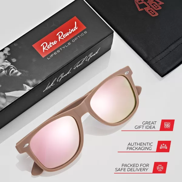 Retro Rewind Polarized Sunglasses for Men and Women  UV Protection Classic Sun GlassesMatte Taupe  Revo Rose Gold