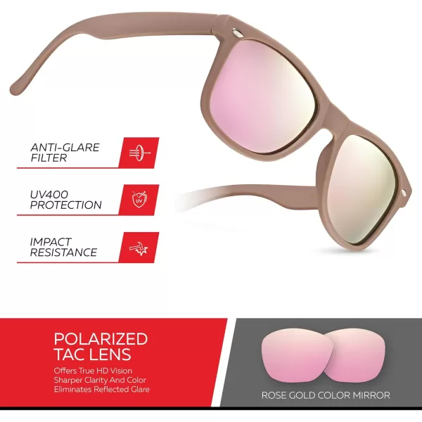 Retro Rewind Polarized Sunglasses for Men and Women  UV Protection Classic Sun GlassesMatte Taupe  Revo Rose Gold