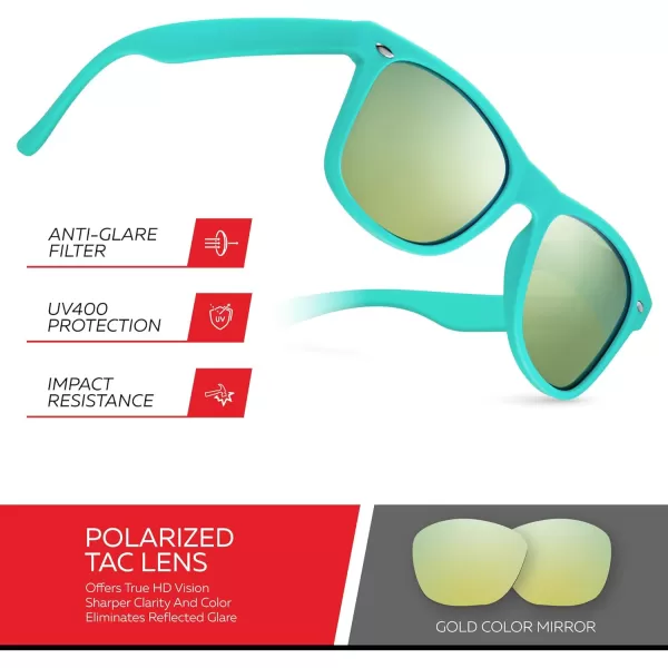 Retro Rewind Polarized Sunglasses for Men and Women  UV Protection Classic Sun GlassesMatte Teal  Revo Gold