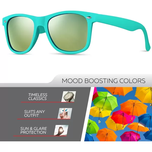 Retro Rewind Polarized Sunglasses for Men and Women  UV Protection Classic Sun GlassesMatte Teal  Revo Gold