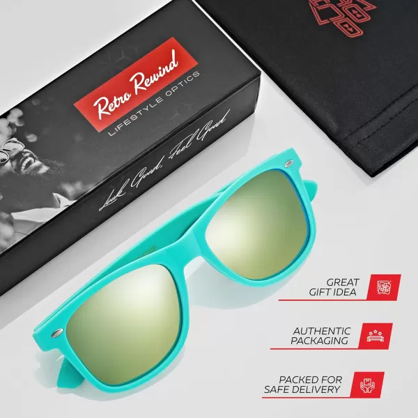 Retro Rewind Polarized Sunglasses for Men and Women  UV Protection Classic Sun GlassesMatte Teal  Revo Gold