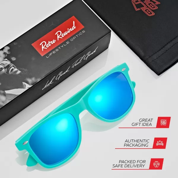 Retro Rewind Polarized Sunglasses for Men and Women  UV Protection Classic Sun GlassesMatte Teal  Revo Ice Blue