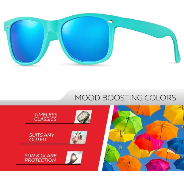 Retro Rewind Polarized Sunglasses for Men and Women  UV Protection Classic Sun GlassesMatte Teal  Revo Ice Blue
