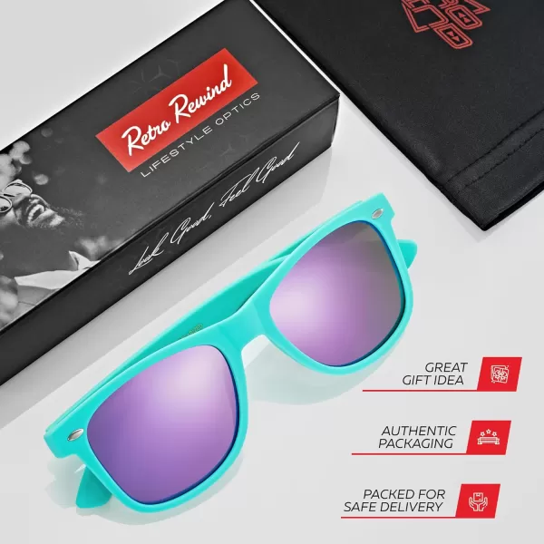 Retro Rewind Polarized Sunglasses for Men and Women  UV Protection Classic Sun GlassesMatte Teal  Revo Purple
