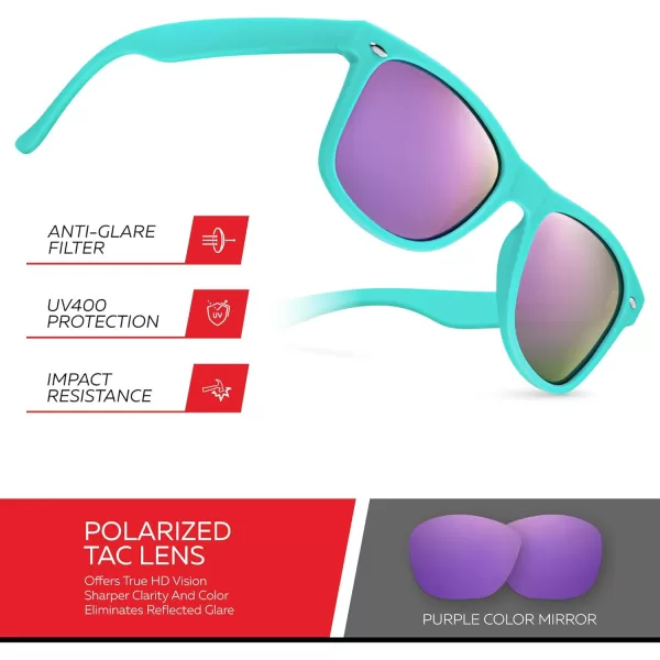 Retro Rewind Polarized Sunglasses for Men and Women  UV Protection Classic Sun GlassesMatte Teal  Revo Purple