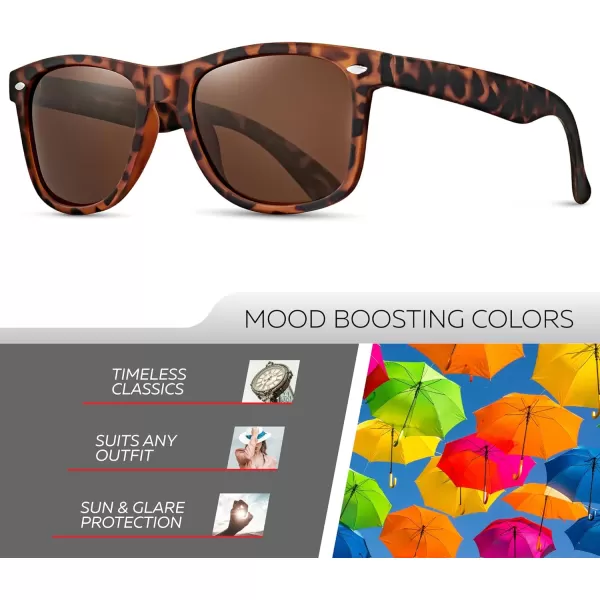 Retro Rewind Polarized Sunglasses for Men and Women  UV Protection Classic Sun GlassesMatte Tortoise  Brown