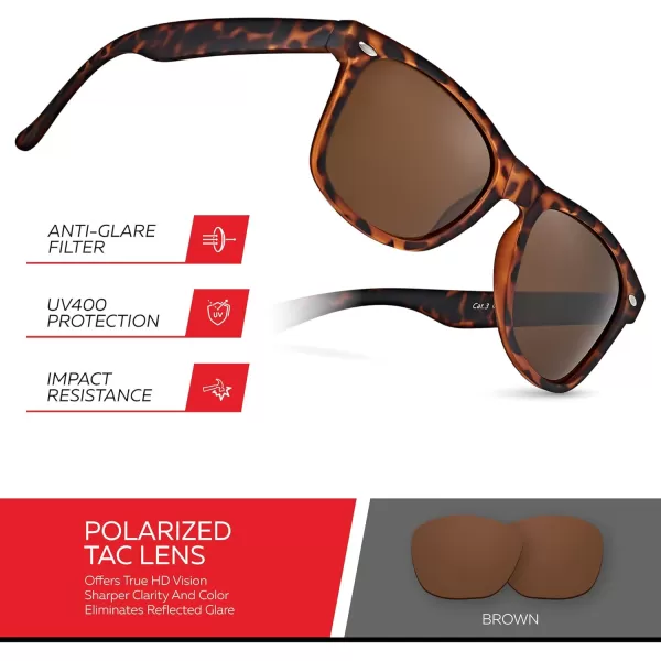 Retro Rewind Polarized Sunglasses for Men and Women  UV Protection Classic Sun GlassesMatte Tortoise  Brown