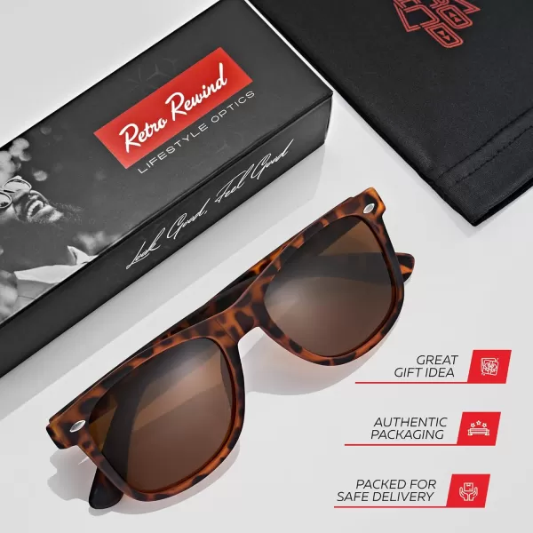 Retro Rewind Polarized Sunglasses for Men and Women  UV Protection Classic Sun GlassesMatte Tortoise  Brown