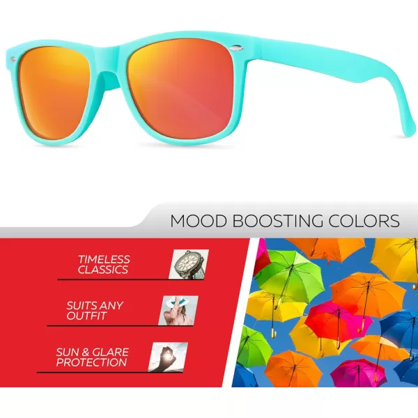 Retro Rewind Polarized Sunglasses for Men and Women  UV Protection Classic Sun GlassesMatte Turquoise  Revo Red