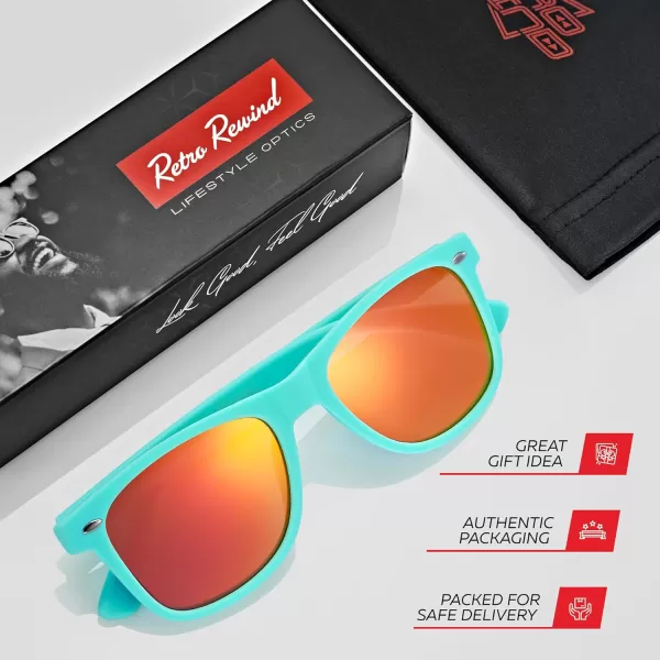 Retro Rewind Polarized Sunglasses for Men and Women  UV Protection Classic Sun GlassesMatte Turquoise  Revo Red