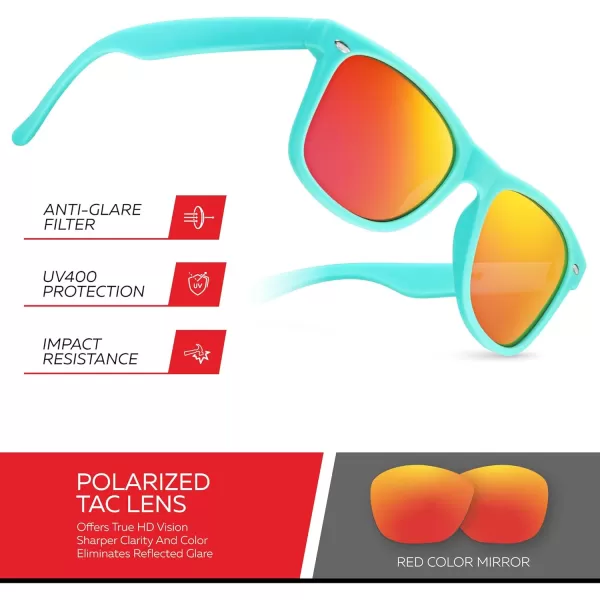 Retro Rewind Polarized Sunglasses for Men and Women  UV Protection Classic Sun GlassesMatte Turquoise  Revo Red