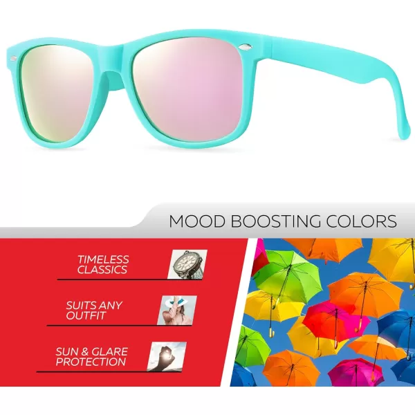 Retro Rewind Polarized Sunglasses for Men and Women  UV Protection Classic Sun GlassesMatte Turquoise  Revo Rose Gold