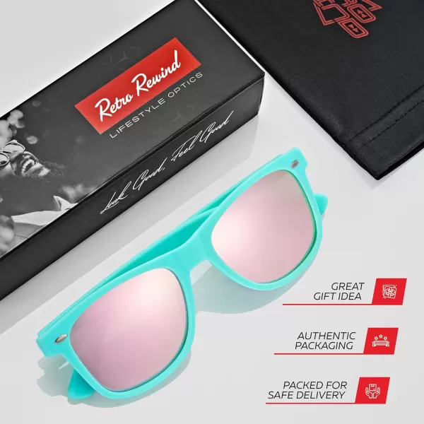 Retro Rewind Polarized Sunglasses for Men and Women  UV Protection Classic Sun GlassesMatte Turquoise  Revo Rose Gold