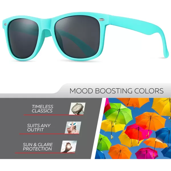 Retro Rewind Polarized Sunglasses for Men and Women  UV Protection Classic Sun GlassesMatte Turquoise  Smoke