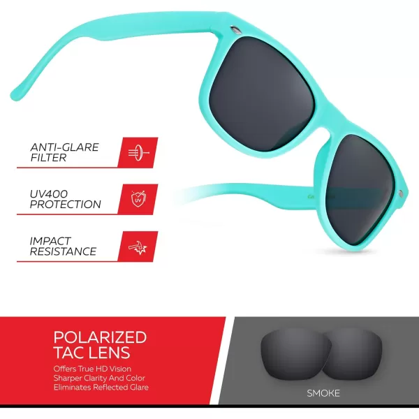 Retro Rewind Polarized Sunglasses for Men and Women  UV Protection Classic Sun GlassesMatte Turquoise  Smoke