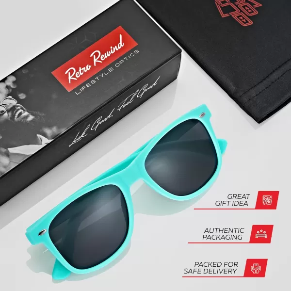 Retro Rewind Polarized Sunglasses for Men and Women  UV Protection Classic Sun GlassesMatte Turquoise  Smoke