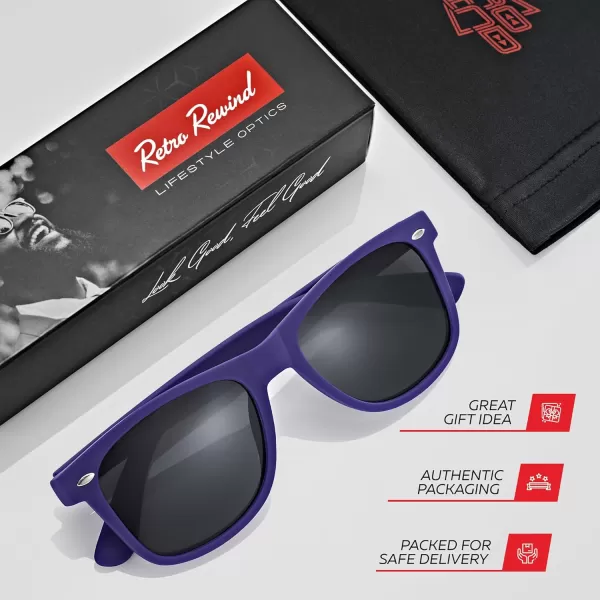 Retro Rewind Polarized Sunglasses for Men and Women  UV Protection Classic Sun GlassesMatte Violet Blue  Smoke