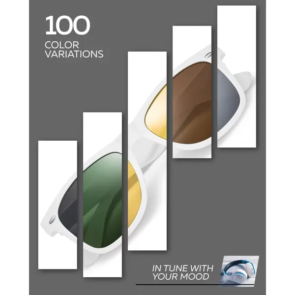 Retro Rewind Polarized Sunglasses for Men and Women  UV Protection Classic Sun GlassesMatte White  Brown