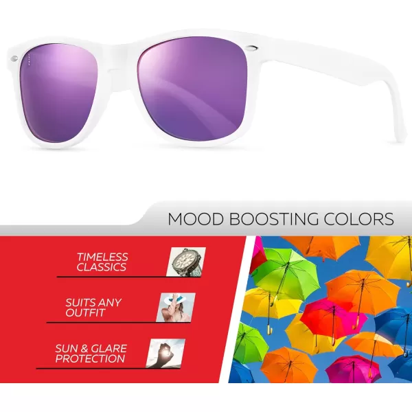 Retro Rewind Polarized Sunglasses for Men and Women  UV Protection Classic Sun GlassesMatte White  Revo Purple