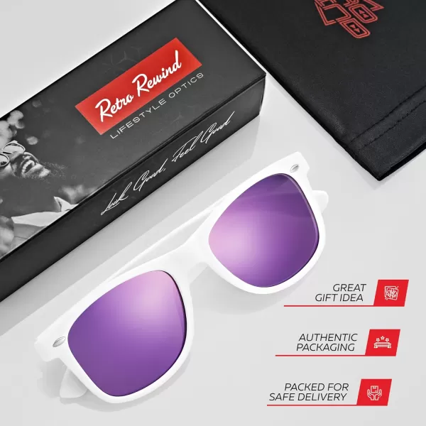 Retro Rewind Polarized Sunglasses for Men and Women  UV Protection Classic Sun GlassesMatte White  Revo Purple